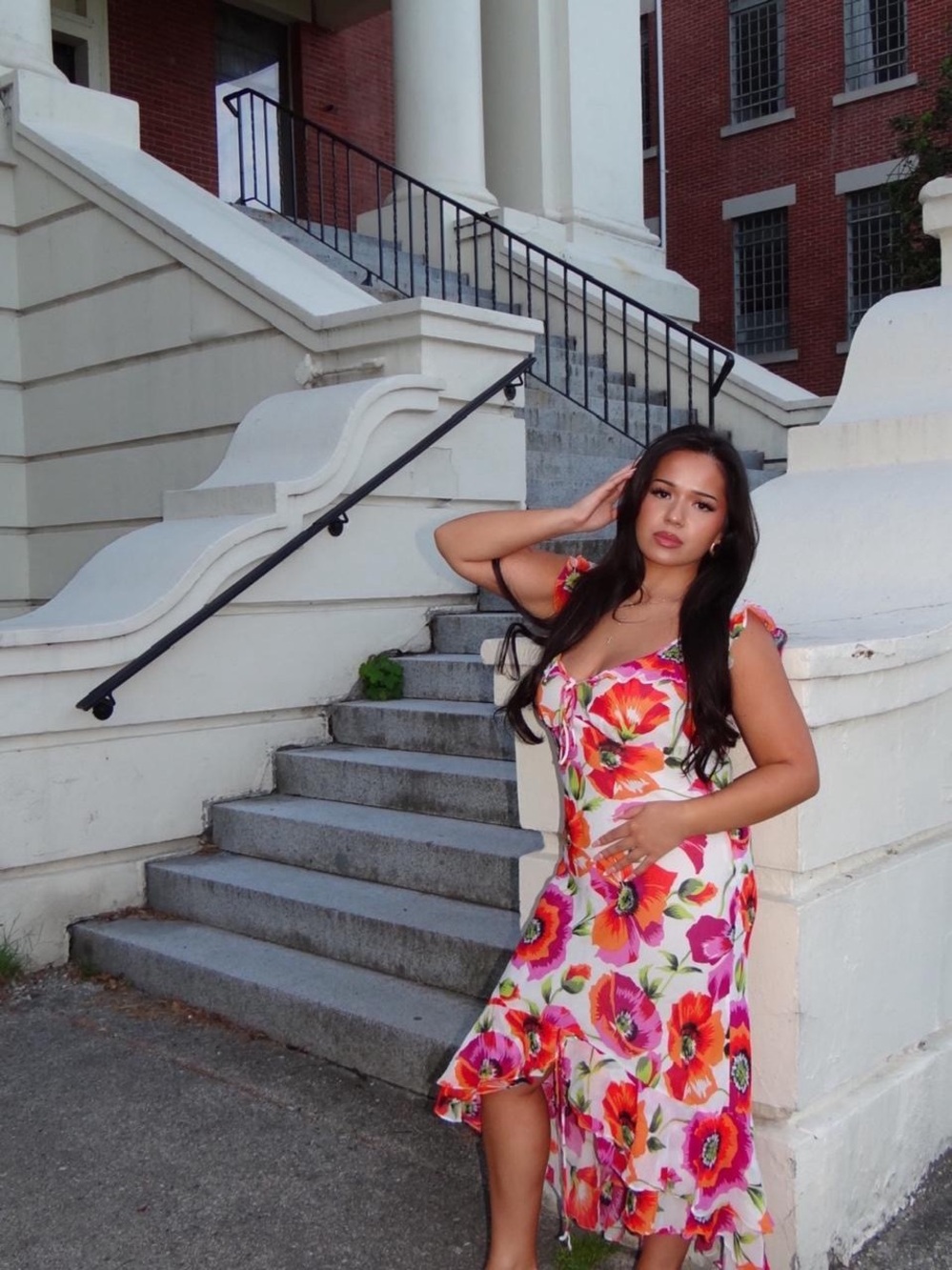 Floral Romantic Ruffle Midi Dress Woman’s US 8